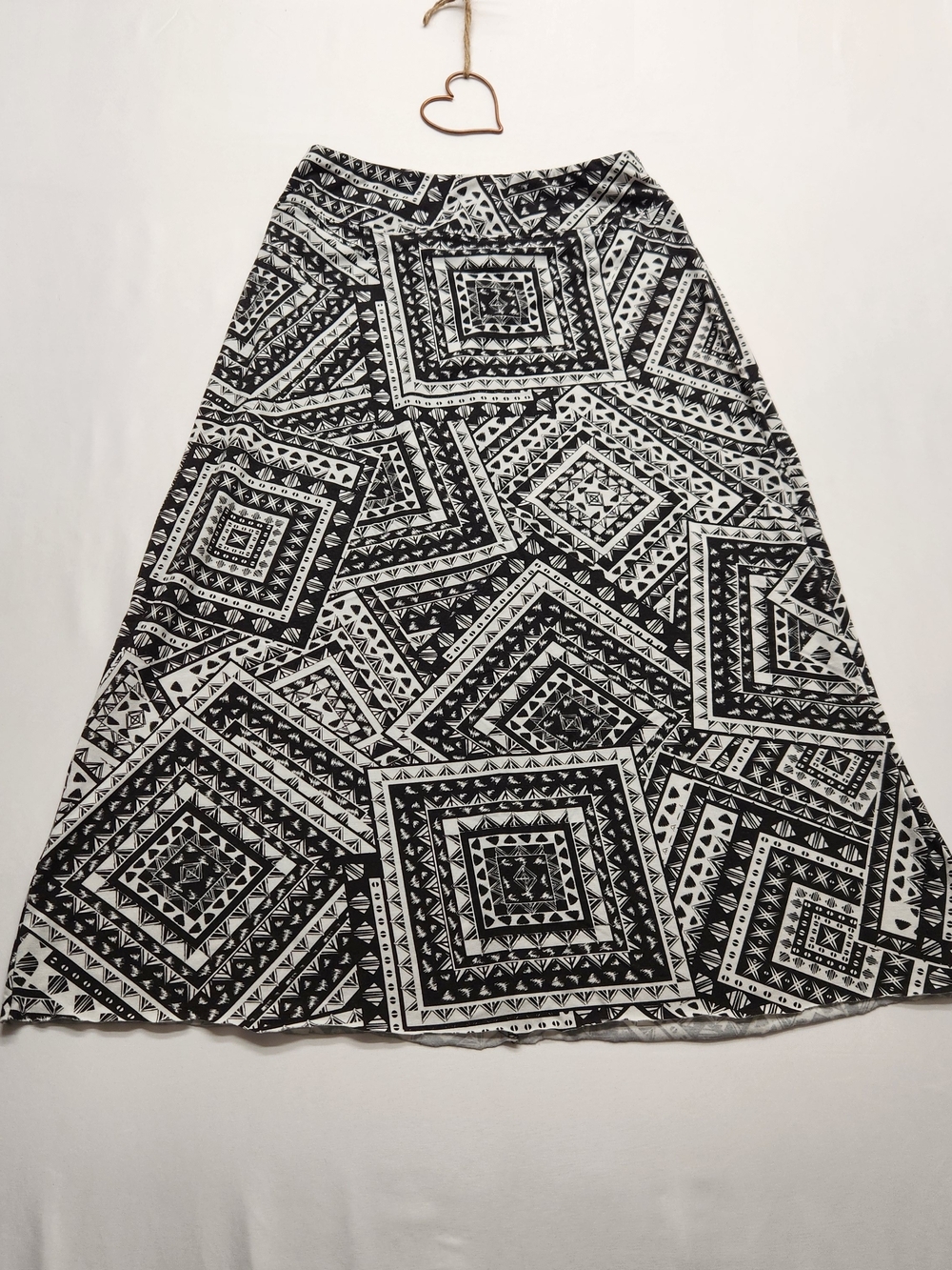 ⭐️Great Northwest Indigo Black White Boho Geometric Tile Maxi Skirt M